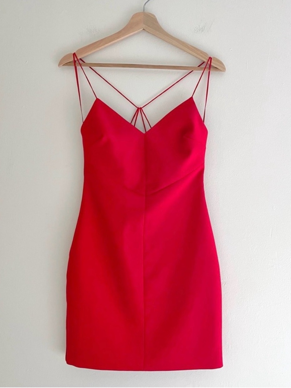 Bloomingdale's Red Spaghetti-Strap V-Neck Mini Dress